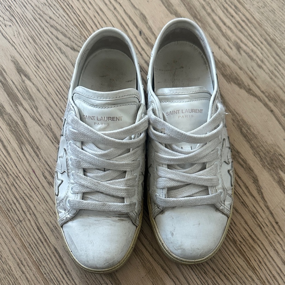 Saint Laurent White Star-Embellished Sneakers